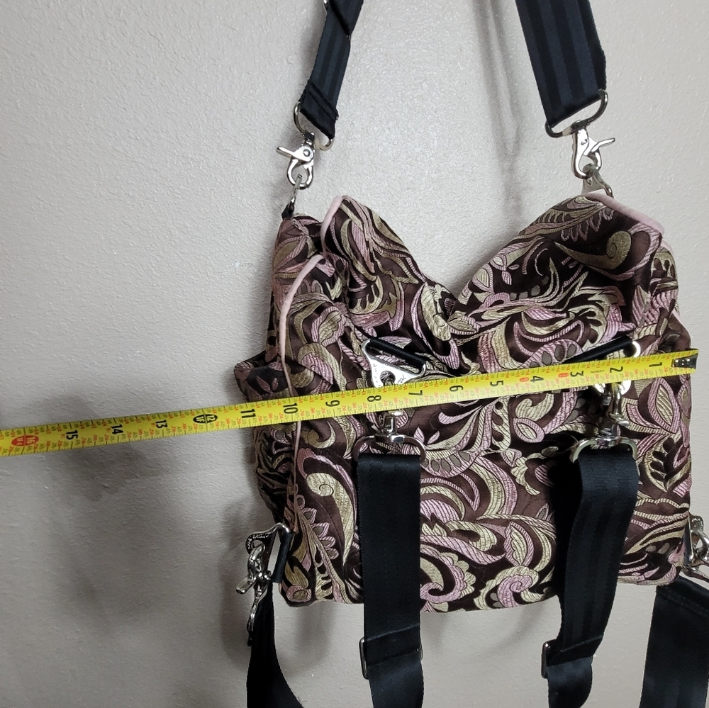 Petunia Pickle Bottom Brown Pink Tan Floral Paisley Diaper Bag - Picture 11 of 16
